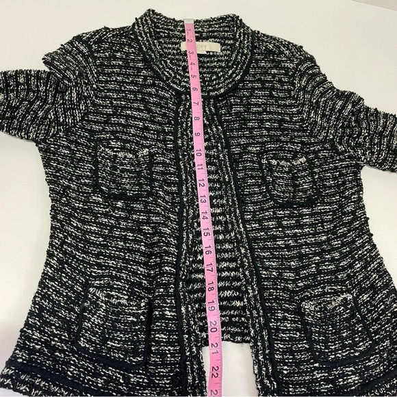 Loft Sweater Womens Small Black White Knit Round Neck Cardigan - Picture 8 of 8